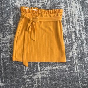 Paper bag front tie mini skirt